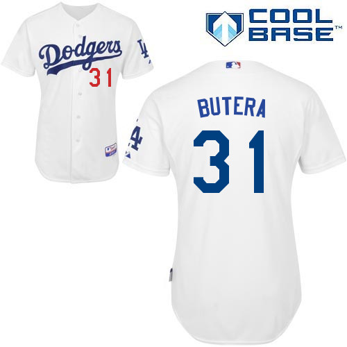 Drew Butera #31 MLB Jersey-L A Dodgers Men's Authentic Home White Cool Base Baseball Jersey